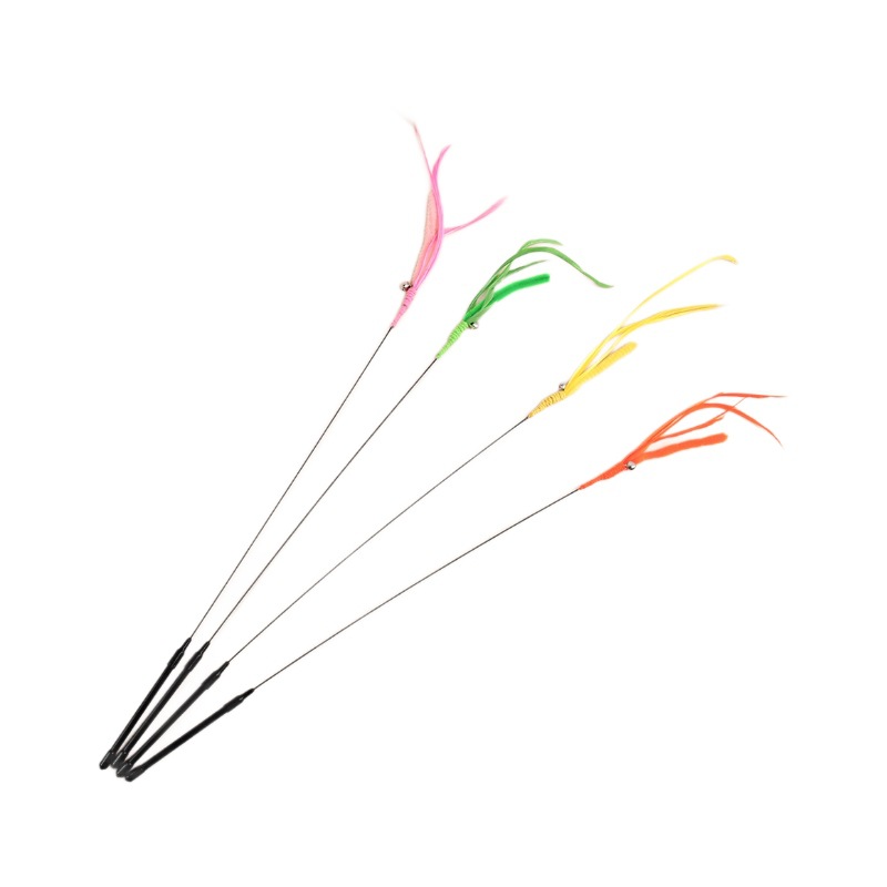 Fabricante de color cola de perro forma de hierba alambre de acero divertido palo de gato con campana gato gato para aliviar el aburrimiento jugando juguete interactivo para gato