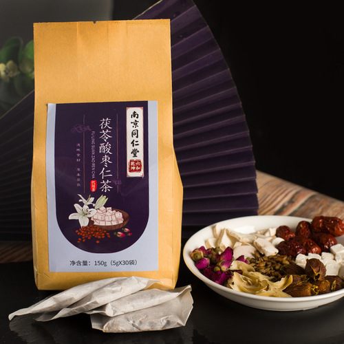 Nanjing Tongrentang Jujube Kernel Poria Tea Rose Lily Anshu Tea Good Night Tea Rapid Delivery and Processing