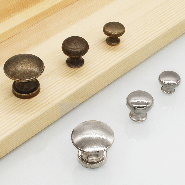 Zinc alloy pull handle, minimalist round mushroom single hole handle, metal drawer wardrobe cabinet door knob, factory supply