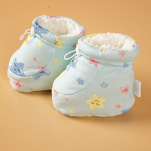 嬰兒羊羔絨棉鞋可調節新生兒保暖護腳鞋寶寶加絨加厚不掉鞋腳套