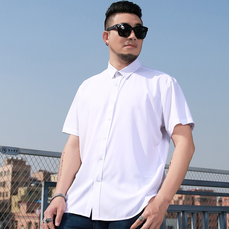 Summer Thin Short-sleeved Shirt Men's plus size Business Casual Plus Large Size Shirt Fat Guy Fat Brother Solid Color Shirt Summer Thin Short-sleeved Shirt Men's plus size Business Casual Plus Large Size Shirt Fat Guy Fat Brother Solid Color Shirt