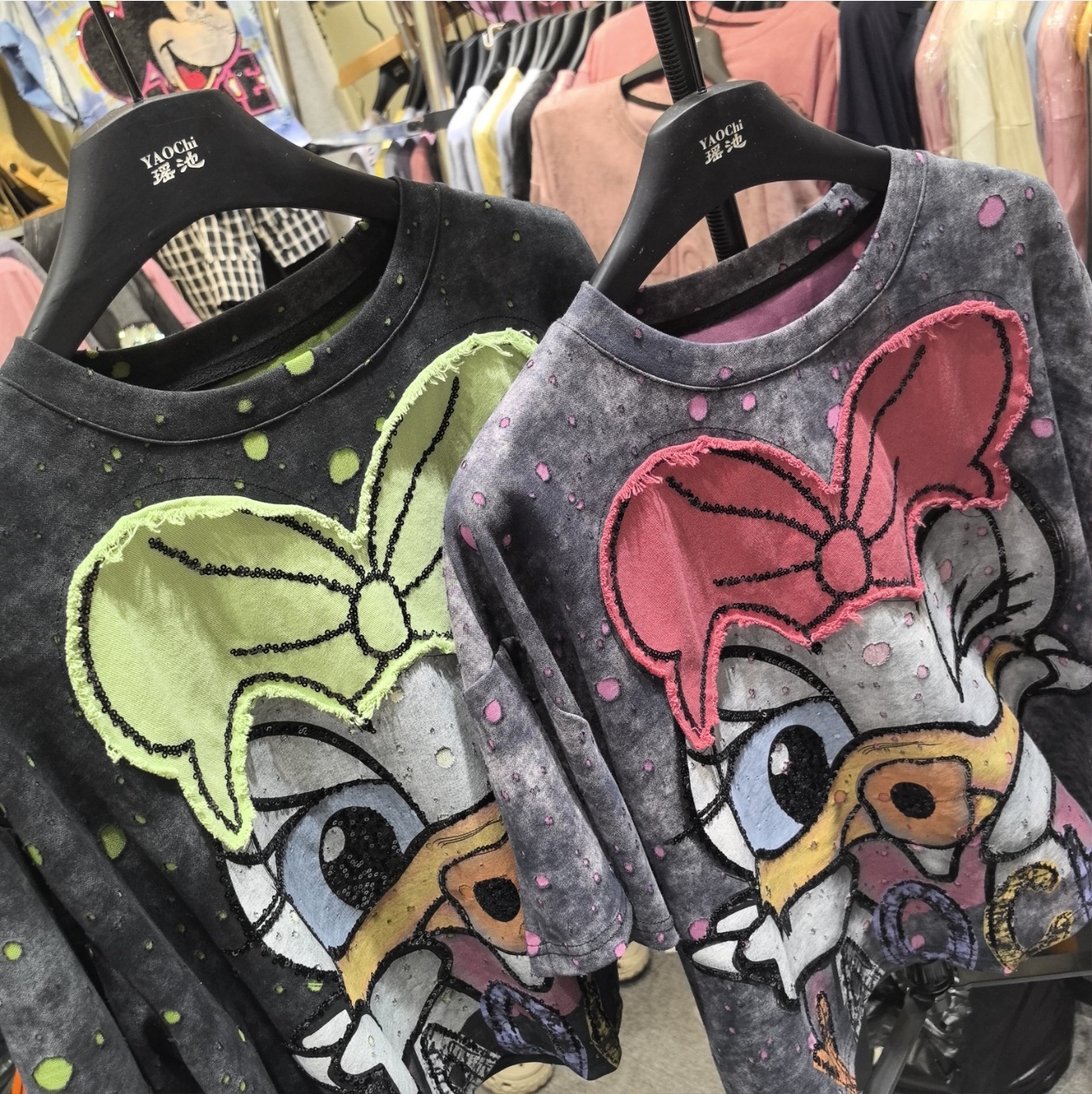 Tide 25 primavera y verano nuevo suelto camiseta de impresión de mangas cortas de mujer dibujos animados versátil diseño de moda casual camiseta image 3