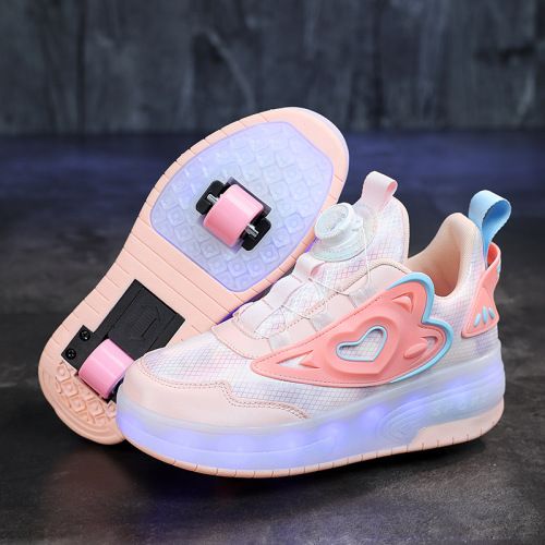 Children's Dual-Wheel Running Shoes with Flashing Lights, Skate Shoes for Girls and Boys, Sports Roller Skates for Students, New Trend Running Shoes