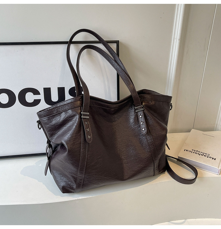Cross-border large-capacity tote bag for women 2024 New style fashionable single-shoulder bag, retro simple casual crossbody bag for women undefined