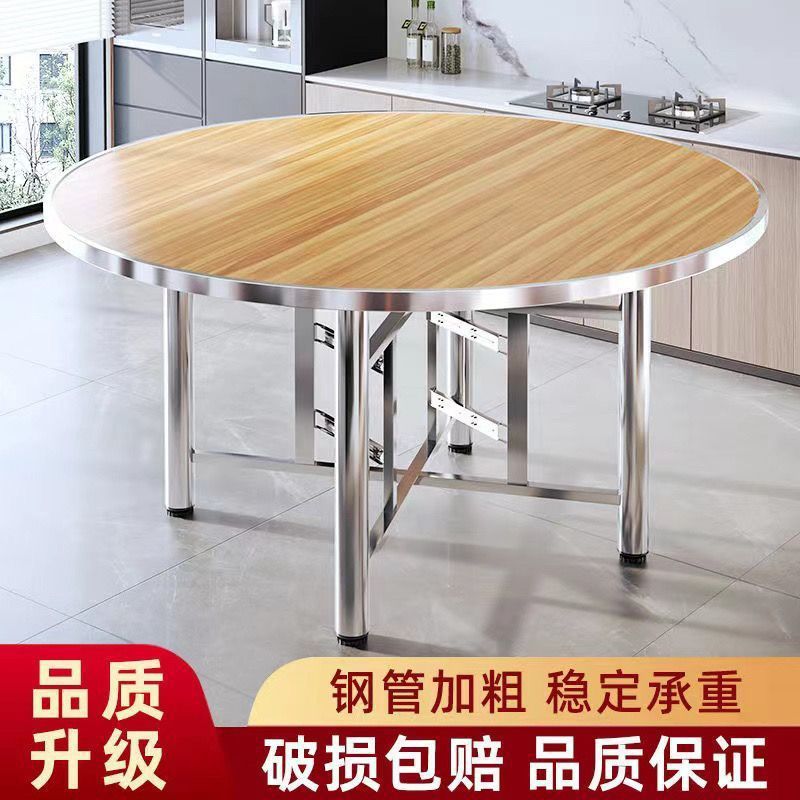 Solid Wood Dining Table, Large Round Table for Home Use, Dining Table with Round Tabletop, Commercial Round Folding Table with Turntable, Wholesale