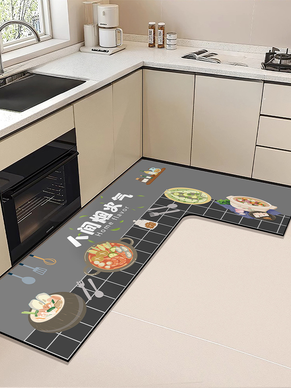 Kitchen Floor Mat, Non-Slip, Oil-Absorbent, Wipeable, No-Wash, Corner-Resistant, Dirt-Resistant, Water-Absorbent Mat, 2025 New Model, Diatomaceous Earth, L-Shaped Kitchen Floor Mat, Non-Slip, Oil-Absorbent, Wipeable, No-Wash, Corner-Resistant, Dirt-Resistant, Water-Absorbent Mat, 2025 New Model, Diatomaceous Earth, L-Shaped
