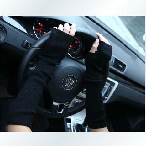 Cachemira falso mangas engrosadas mangas del brazo medio dedo estilo coreano largo guantes de lana otoño e invierno cálido