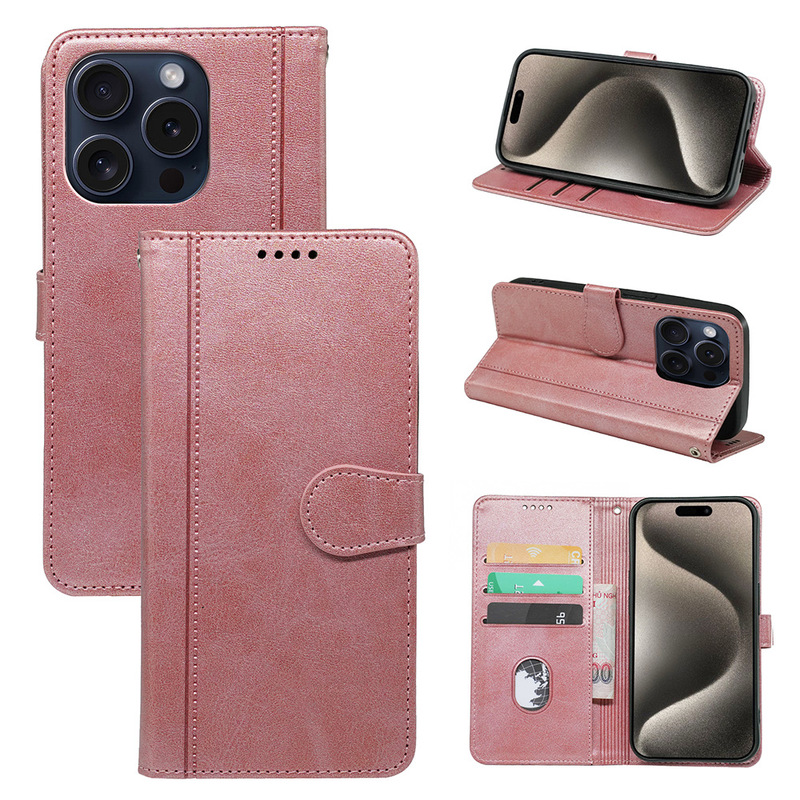 For Apple 16E Mobile Phone Leather Case iphone15 Calfskin Leather Case 11promax Flip Mobile Phone Protective Case