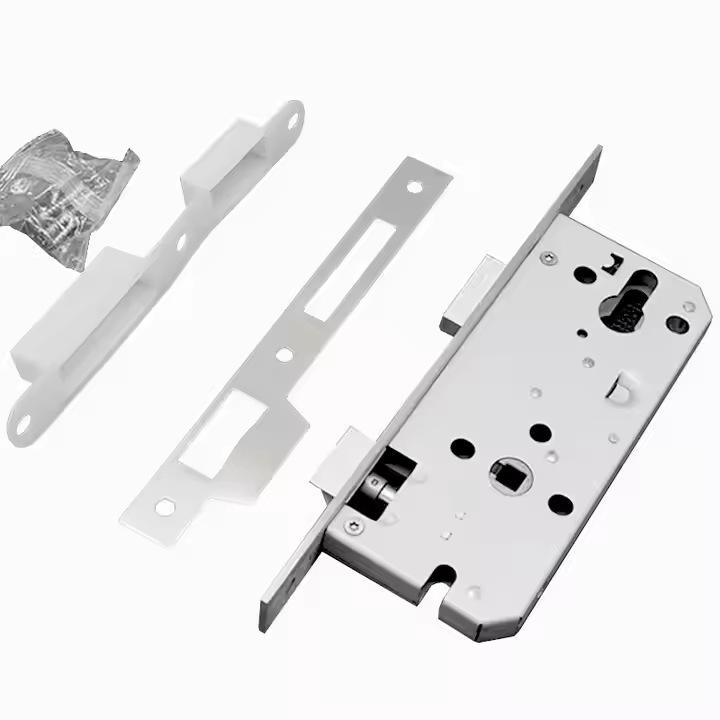 Cerradura de acero inoxidable estándar europeo de puerta de fuego personalizada 85 serie puerta médica doble lengua cerradura mecánica