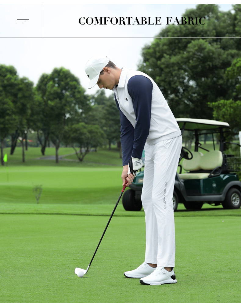 Áo vest golf nam chống gió dệt kẻ sọc khóa kéo mùa thu đông — Áo vest màu cam [dệt kẻ sọc/khóa nhiệt độ chống gió/viền đàn hồi] YF815 chi tiết 16