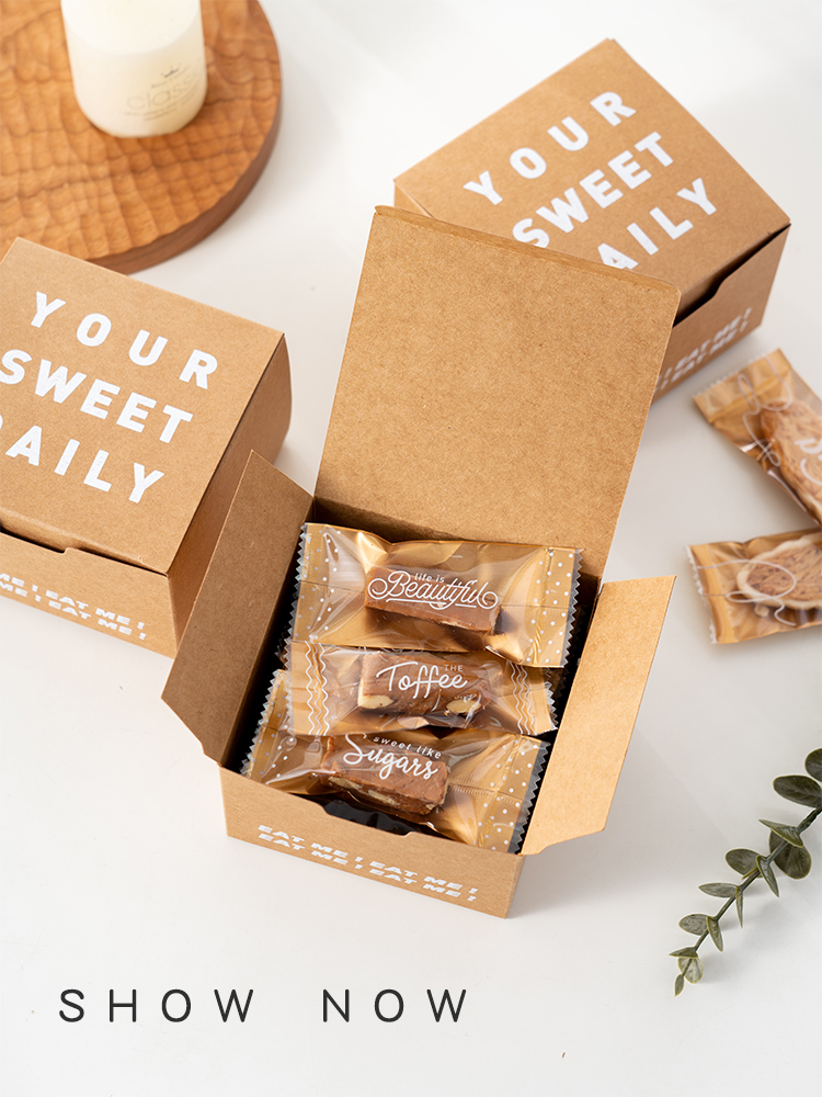 Cartón británico botón galleta caja de embalaje de nougat Madeleine caja de pastel de nieve