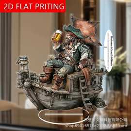 跨境新款亚克力平面海盗船桌面装饰品摆件家居卧室酒柜艺术展示品
