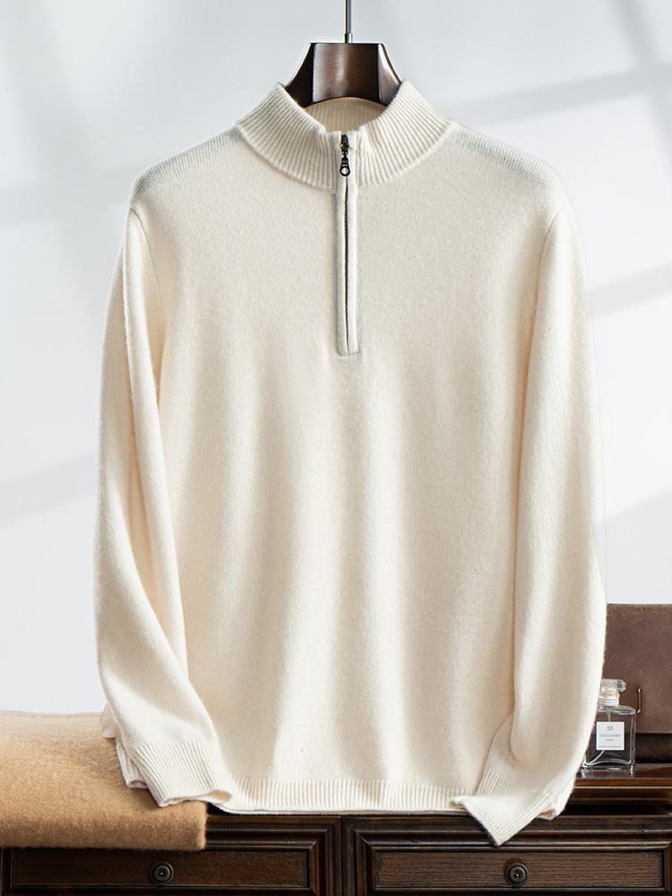 Cashmere base body-friendly warm woolen sweater with zipper for…