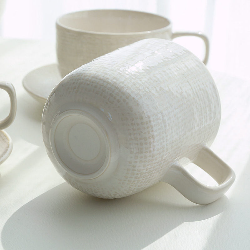 LZ simple tela de lino cerámica cubierta taza de café taza de café taza de desayuno retro nórdica taza de café