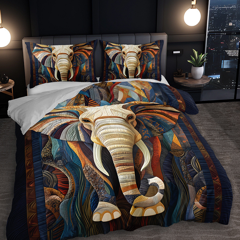 Textil doméstico transfronterizo molienda impresión digital elefante primer plano quilt kit fuente fábrica llevar a cabo tem / JIT