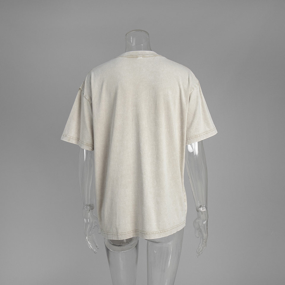 Áo thun nam tay ngắn cổ tròn cotton giặt mềm phong cách Âu Mỹ — Màu cà phê, Màu mơ, Màu tím, Màu xanh lam chi tiết 10
