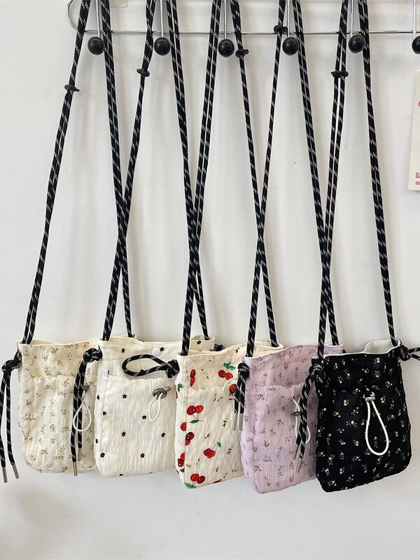 57316 Floral Crossbody Canvas Bag Fashion Single Shoulder Women's Bag Simple Fresh Artistic Underarm Bag Phone Bag Storage