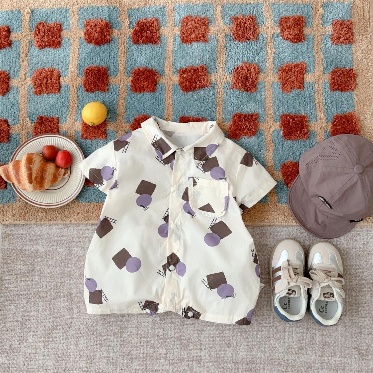 Ropa para bebés, verano de 1 a 3 años, 80cm, recién nacido, un tipo, ligero, de un solo pecho, traje de escalada de manga corta