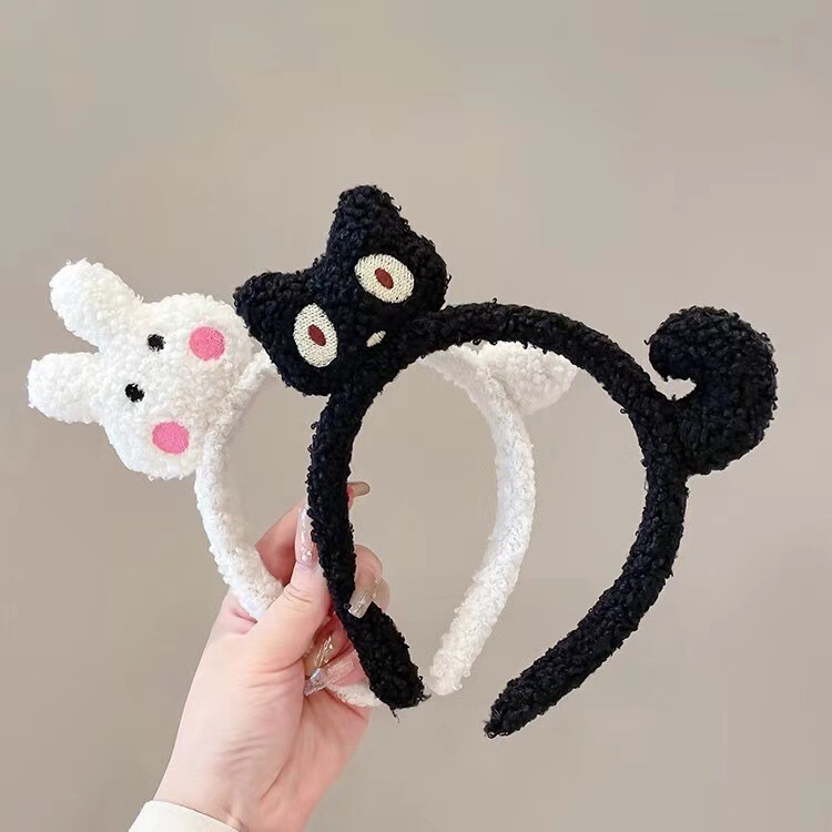 新しい動物インターネット有名人韓国版かわいい漫画猫小さなカーリーぬいぐるみ洗顔ヘッドバンドヘアピンアクセサリー卸売|undefined