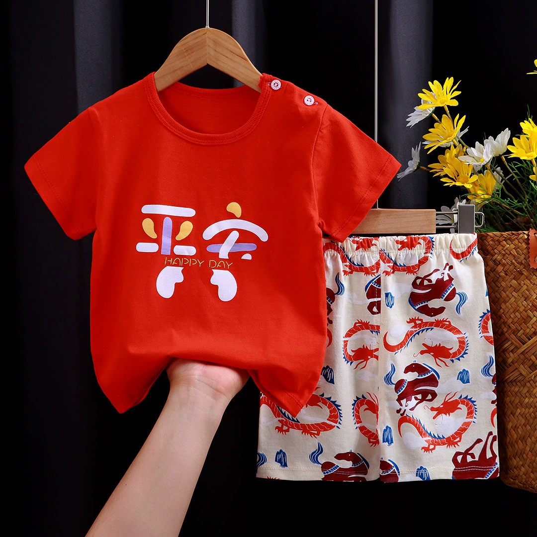 Комплект из тонкого хлопка для детей, рукава, футболка с коротким рукавом