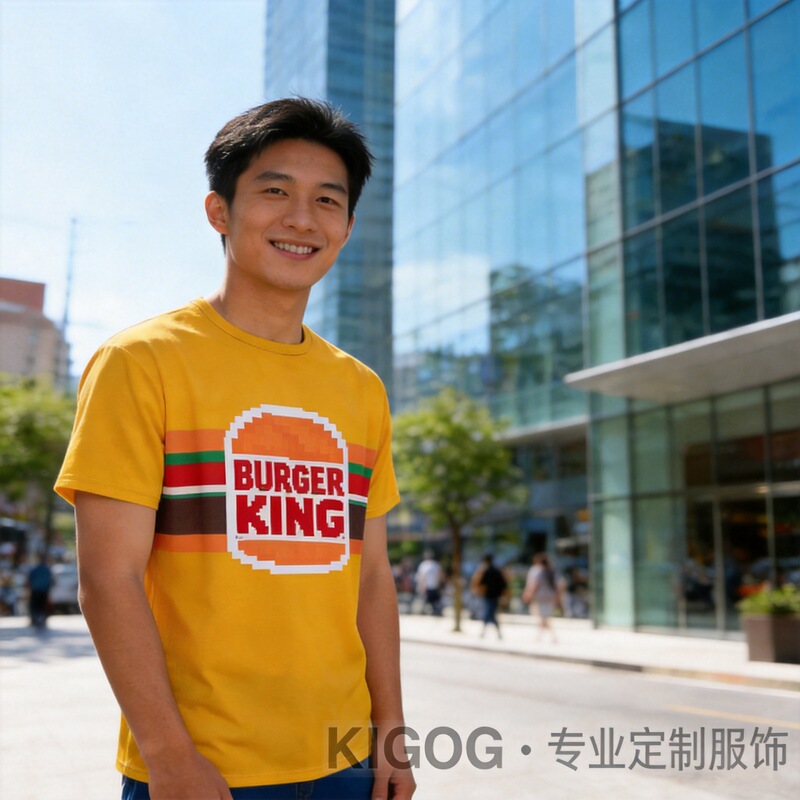 Factory Custom-Made Polyester Round-Neck T-Shirts, Burger King Advertising Shirts, Full-Print Sublimation Printing, Custom-Made with Provided Images and Samples Factory Custom-Made Polyester Round-Neck T-Shirts, Burger King Advertising Shirts, Full-Print Sublimation Printing, Custom-Made with Provided Images and Samples