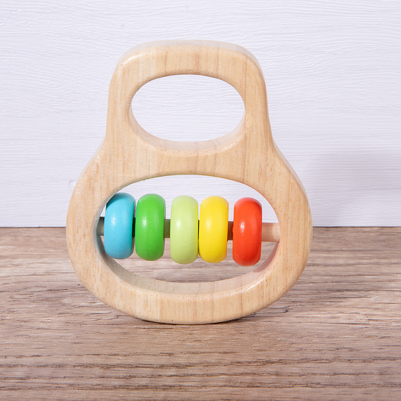 Bebé de madera sonajero juguete bebé de un mes de edad bebé calmante pequeño sonajero molar mordedura agarre regalo de entrenamiento