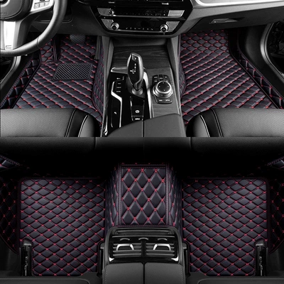 floor mats, foot pads, car mats, Ayaqaltılar (Kovriklər) - black-with-red-lines-single-layer-floor-mat