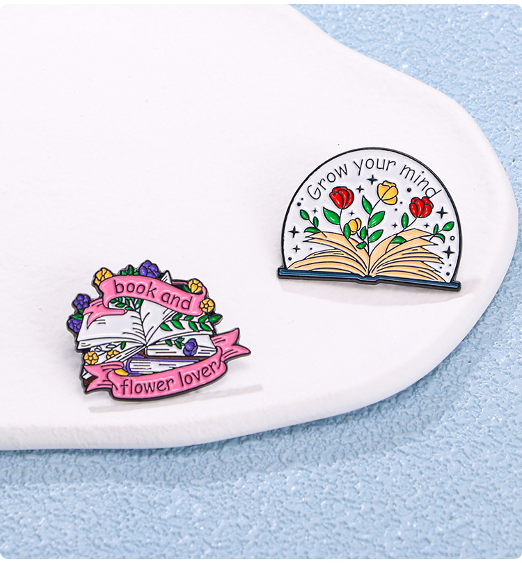Simple Style Book Rose Alloy Enamel Unisex Brooches display picture 2