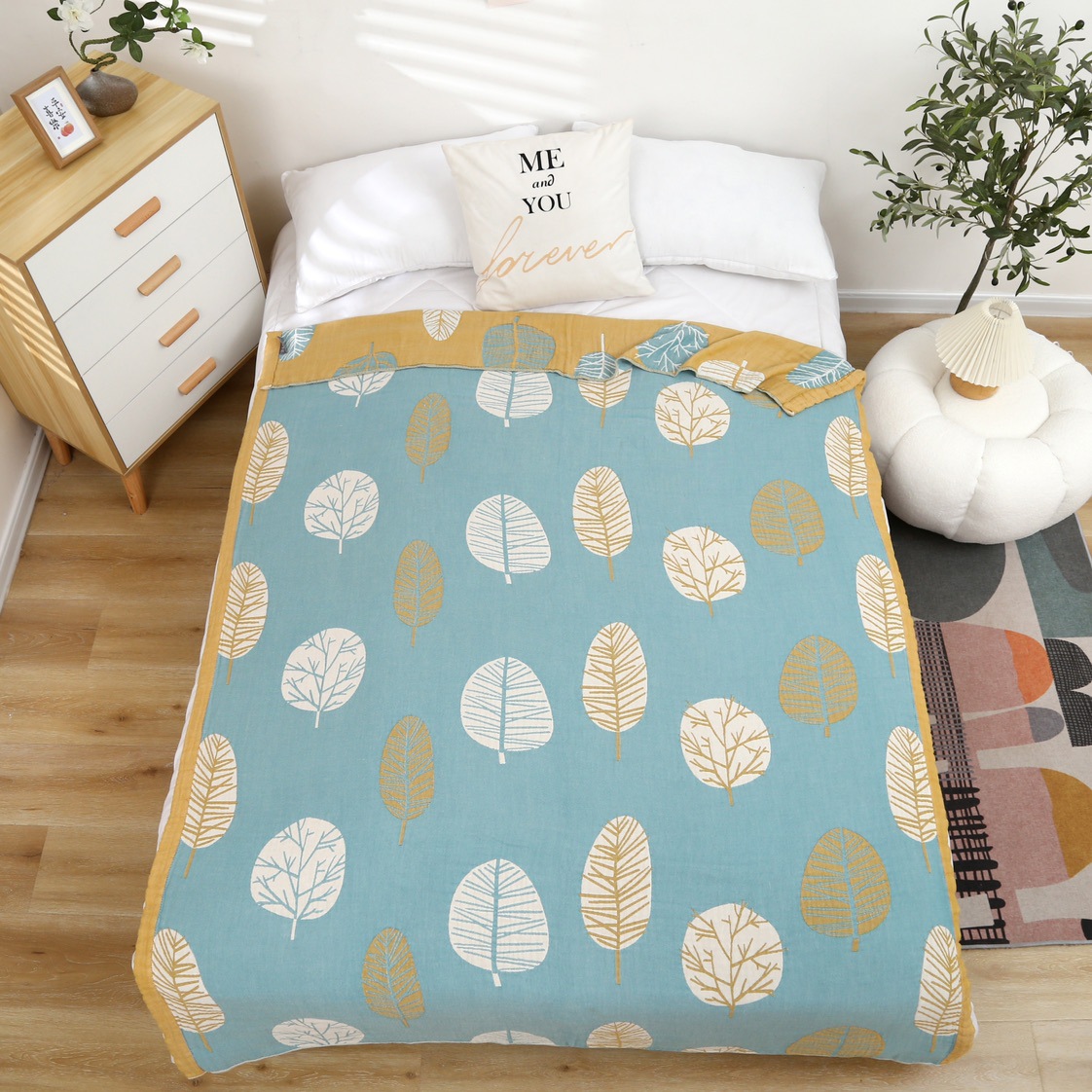 Fiberglass four-layer summer wide edge single person air conditioner cover blanket soft towel blanket