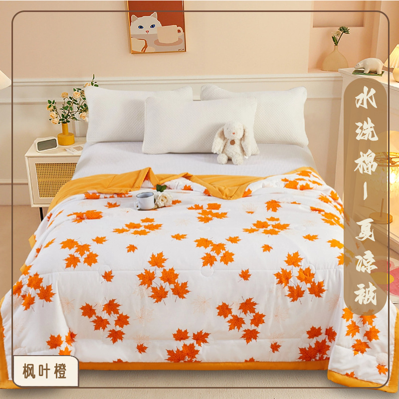 워시드 코튼 여름 퀼트-메이플 리프 오렌지