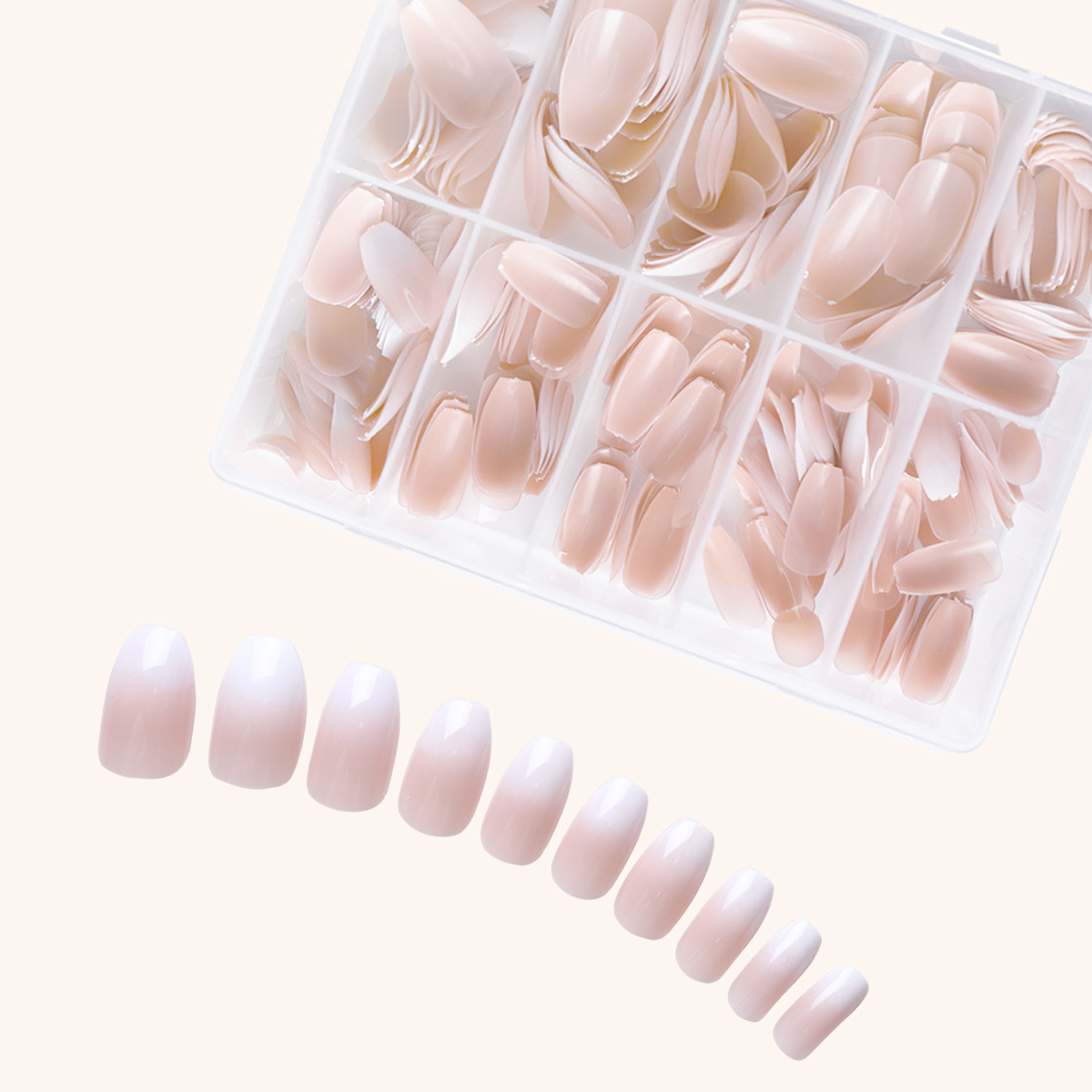 Fuente venta directa de fábrica Haili mismo estilo uñas al por mayor 360 piezas una caja de degradado de color sólido simple y elegante