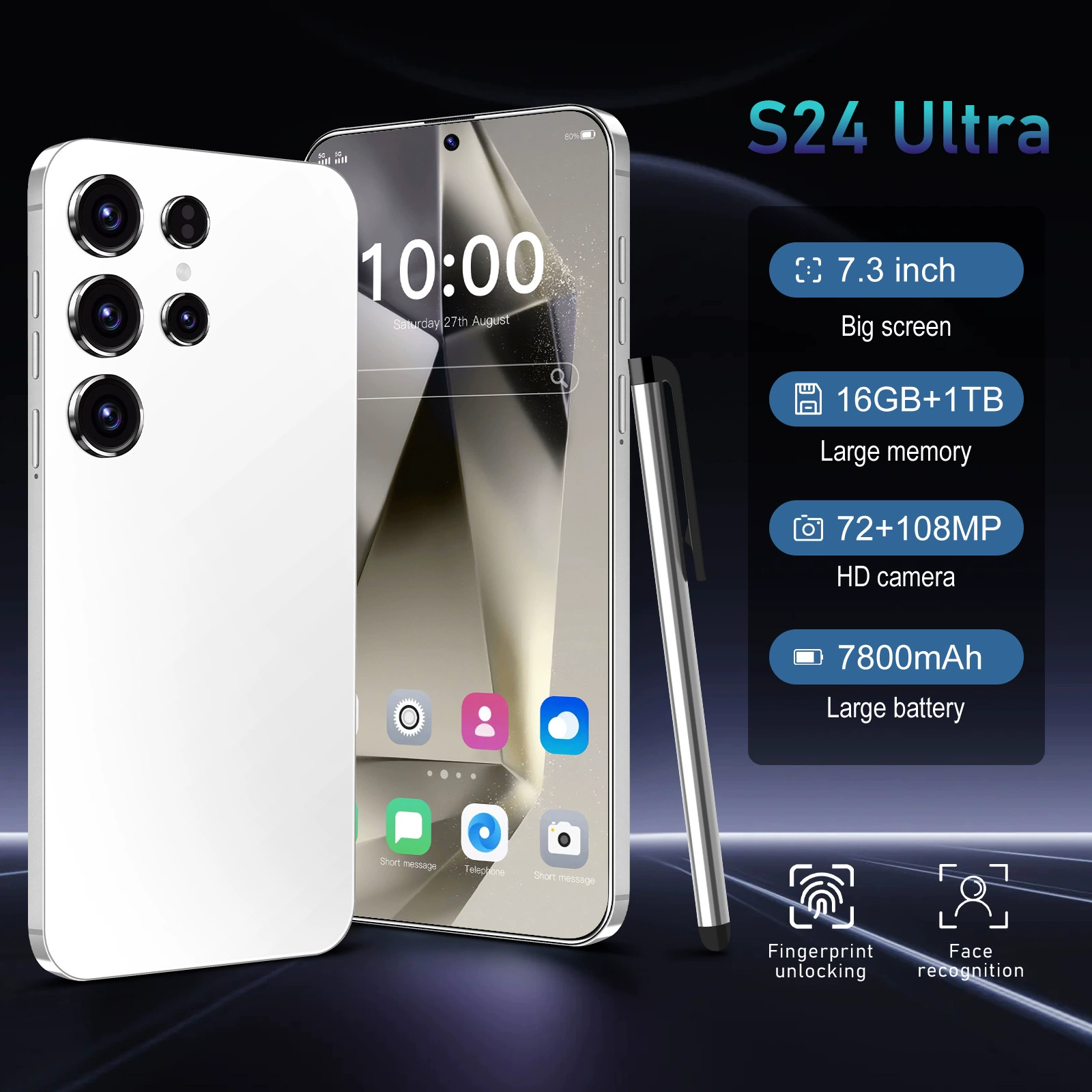 Мобильный телефон, умные часы, S24, 6 дюймов, 16 ГБ, Android