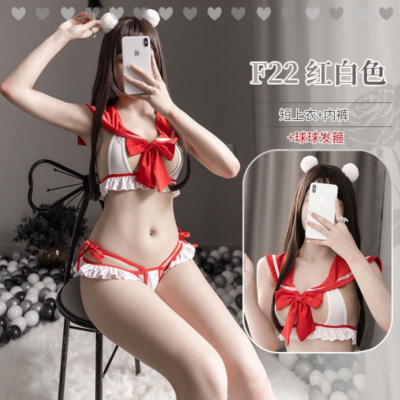 Cordones más el tamaño de lencería sexy uniforme tentación divertido de tres puntos traje de pasión vinculante ropa interior lindo