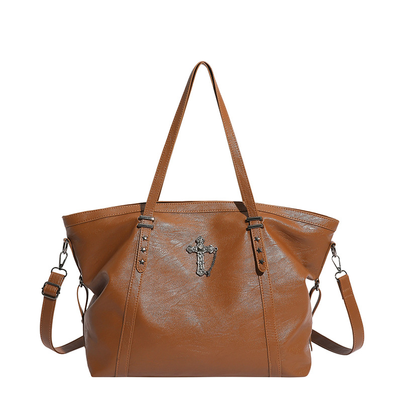 Bolsa de moda retro de gran capacidad simple de textura sólida de alta calidad, bolso de brazo de mujer de todos los días.