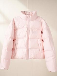 Niche new women's chest letter LOGO printing pink bread warm short down jacket coat