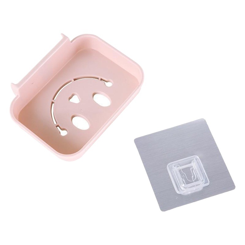 Pegatinas sin costura baño montado en la pared caja de jabón drenaje jabón estante colgante caja de almacenamiento creativo cara sonriente jabón