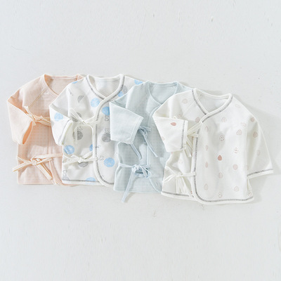 新生婴儿衣服纯棉春秋衣冬季0-3月初生儿半背和尚服宝宝单件上衣