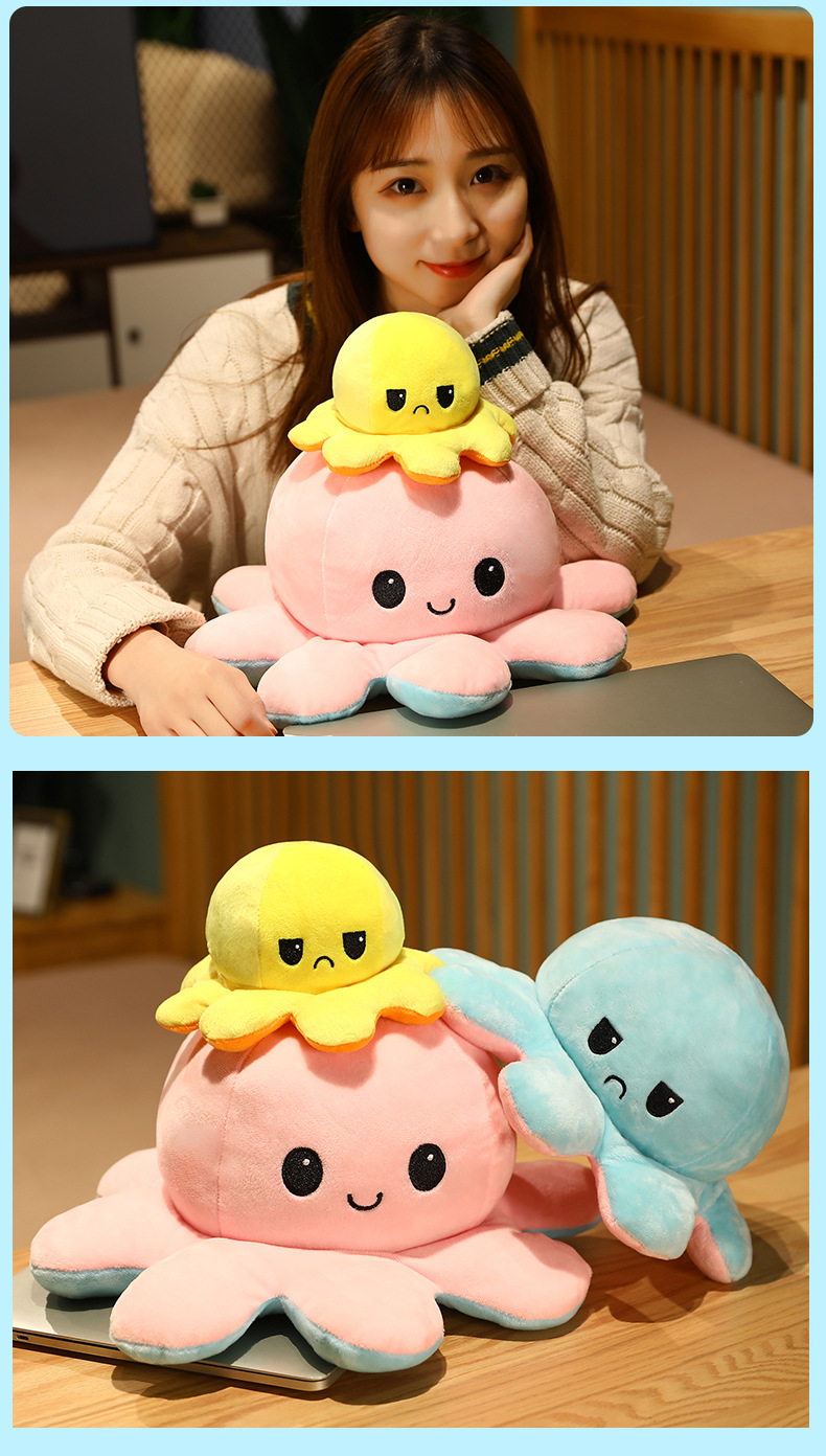 Reversible Octopus Plush Toy Double Sided Stuffed Animal Soft Toy_voghion.com