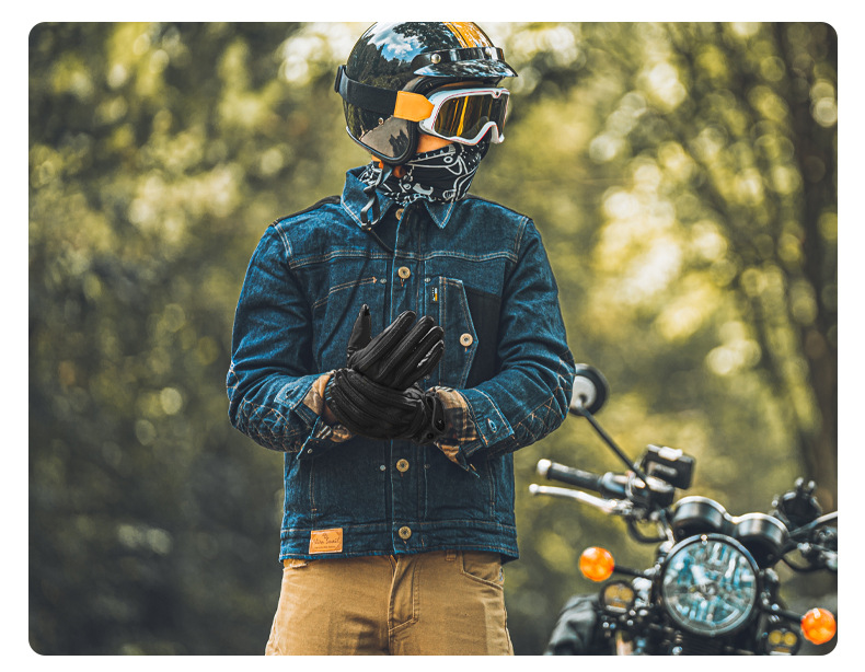 Monster Park Motorcycle Gloves Genuine Sheepskin Retro Cruise Harley Anti-Fall Motorcycle Riding Equipment Autumn