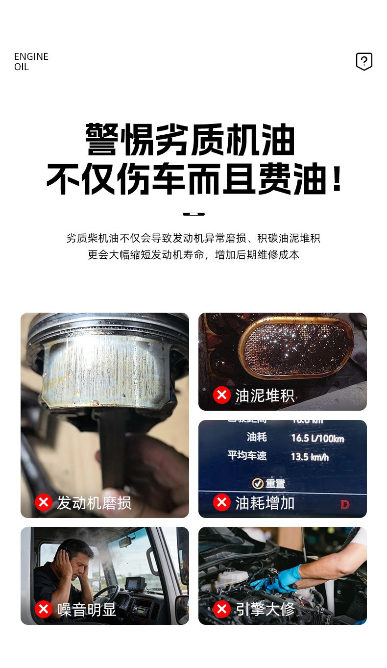 Suitable for genuine fully synthetic diesel engine oil, other 5W40 forklifts, 20W50 agricultural vehicles, and general truck use