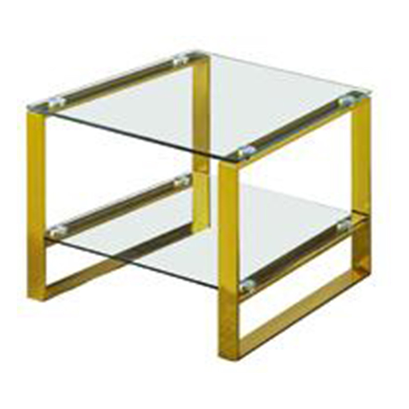 Nueva mesa de acero inoxidable de tipo pequeño, mesa de té de vidrio templado, sala de estar, mesa de té de oficina de lujo ligera, alquiler de casas