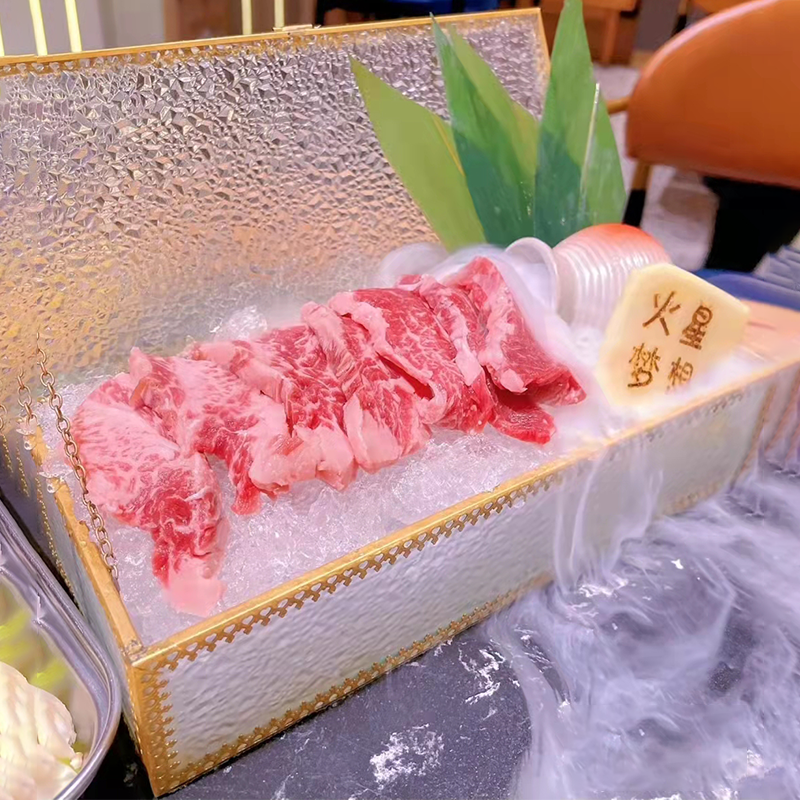 高颜值日式料理和牛烧肉烤肉刺身盒子餐具酒店带盖玻璃长方盒盘子