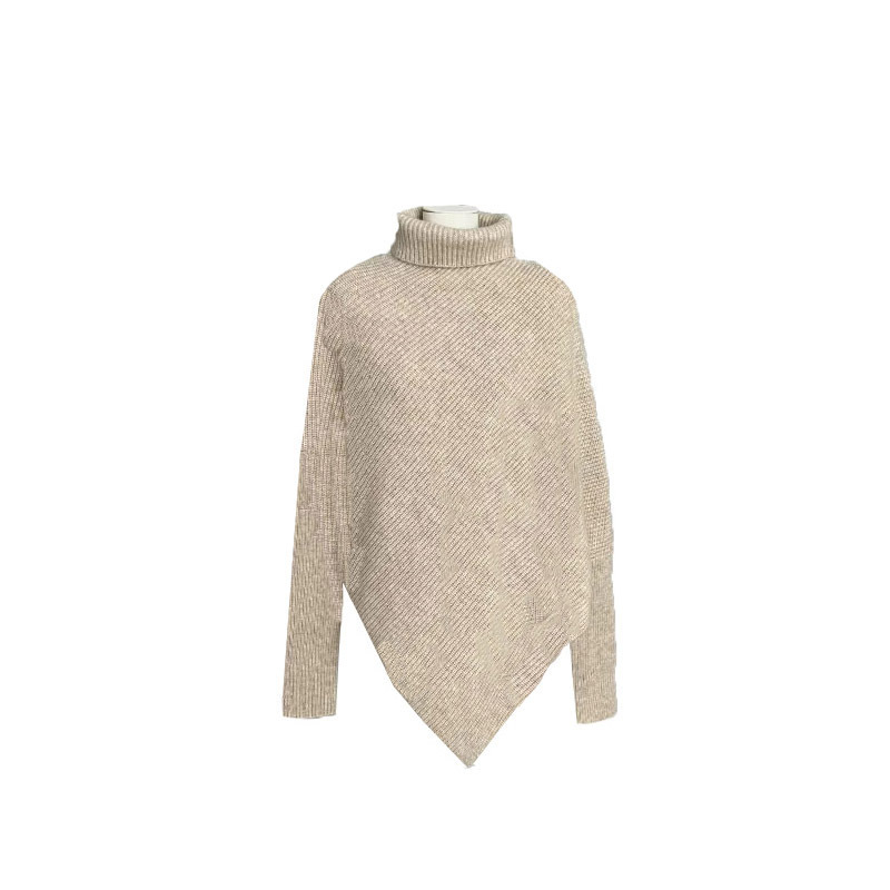 Suéter suave de punto irregular de cuello alto estilo coreano para mujer, novedad de primavera 2024, estilo holgado y relajado
