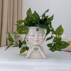 跨境爆款树脂人面插花与排水孔，漆面，不规则形状，地板安装装饰