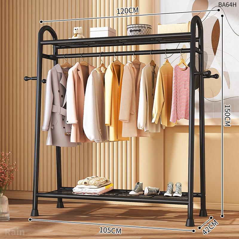 Perchero de dormitorio de piso a techo en negrita Perchero Perchero de dormitorio con barra de ropa simple para el hogar