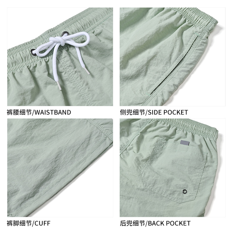 Oma Taslon pantalones cortos de natación transpirables de secado rápido de color sólido de cuatro puntos para hombre forro pantalones de playa deportivos de vacaciones junto al mar