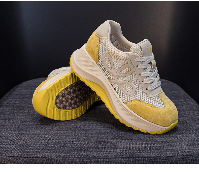 Giày sneaker nữ đế dày phong cách Đức phối da lộn màu đỏ Ancola — M2915 mạng đôi màu vàng, M2915- Mạng trong suốt 1m màu, M2915-1 lưới trong suốt màu vàng, M2915 mạng kép màu đỏ chi tiết 25