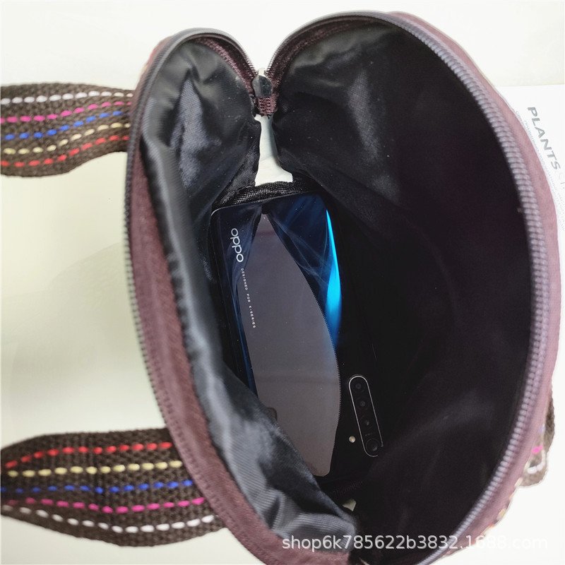 2024 nuevo color de doble cara de dibujos animados de punto bolsa de lona textura de comercio exterior mamá bolsa de compras monedero móvil