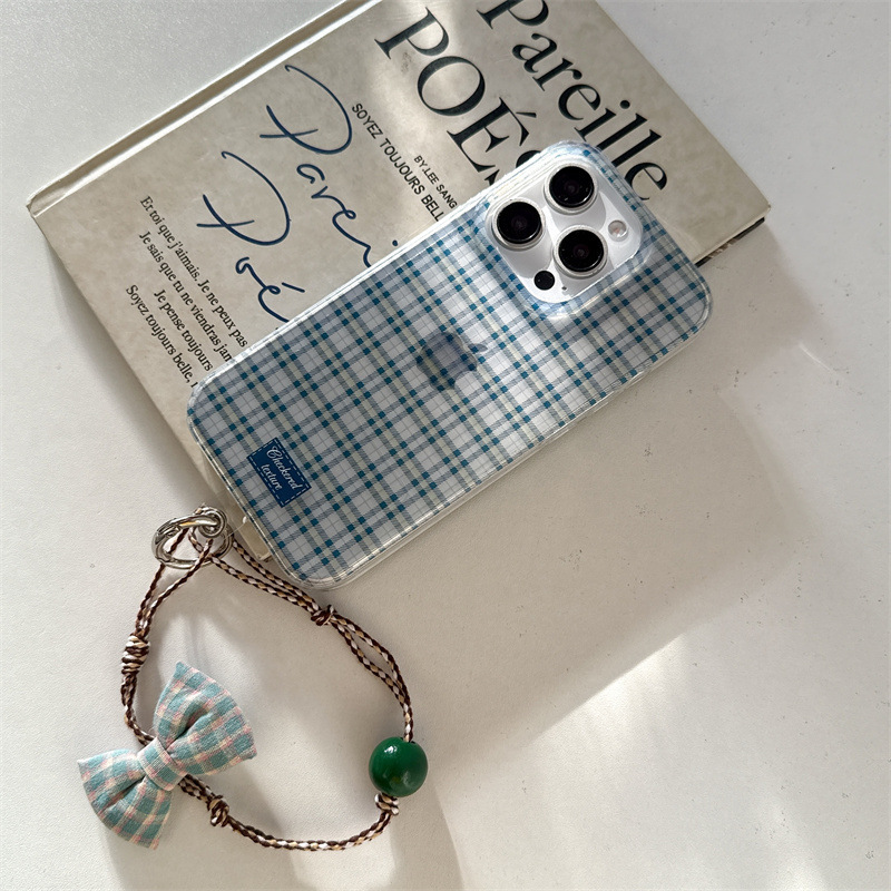 Japonés ins transparente a cuadros para Apple 15/16Promax funda para teléfono móvil iPhone 13/14 femenino nuevo 15P