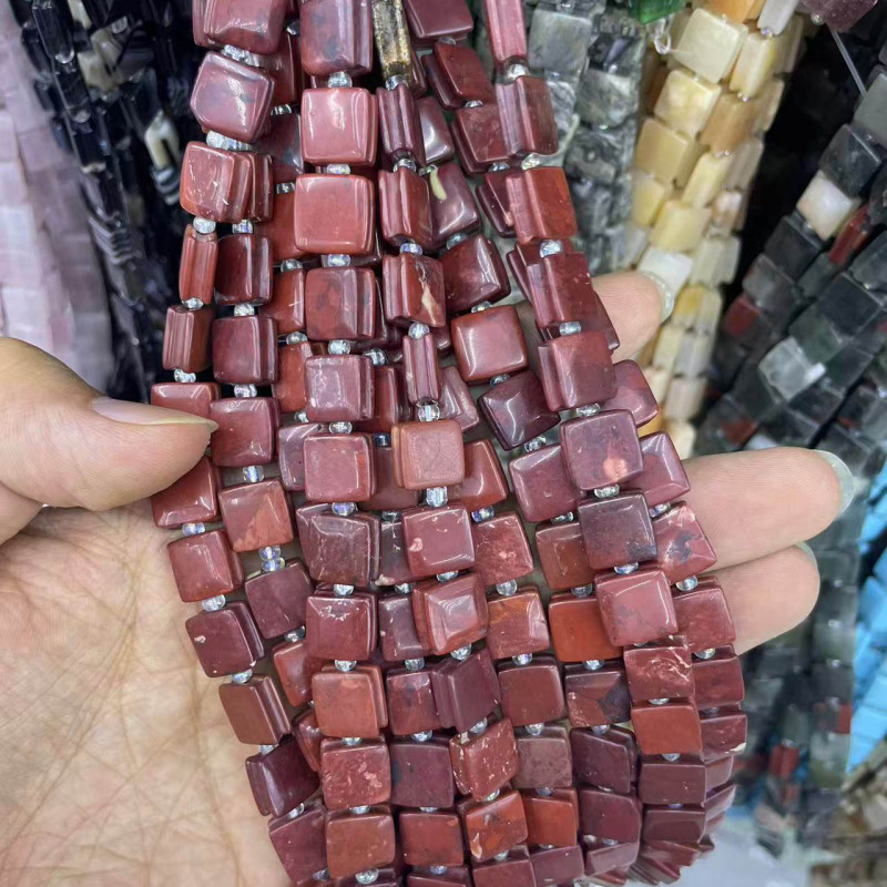 新しい天然ローズクォーツアマゾナイトスクエア溝ビーズ半完成手作り DIY 多用途ブレスレットネックレスジュエリー|undefined